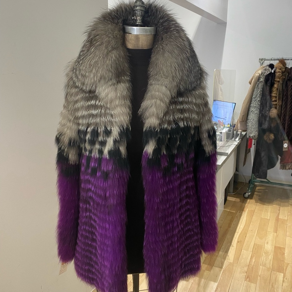 Purple and Gray Fur Coat
